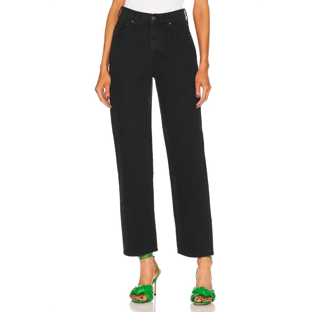 MOTHER Snacks! High Waisted Double Stack Hover 24 Black‎ Jeans Wide Leg
